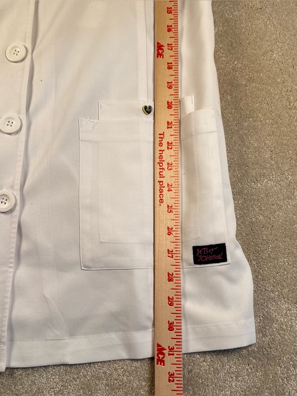 Betsey Johnson Jacket Blazer Lab Coat White Button Front women's Large - Picture 9 of 10